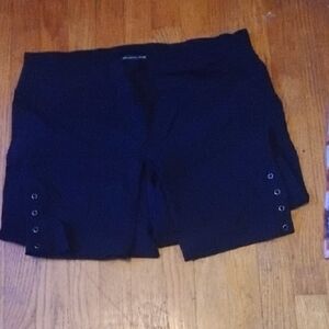 Black High Waist Shorts with Side Button Accents
